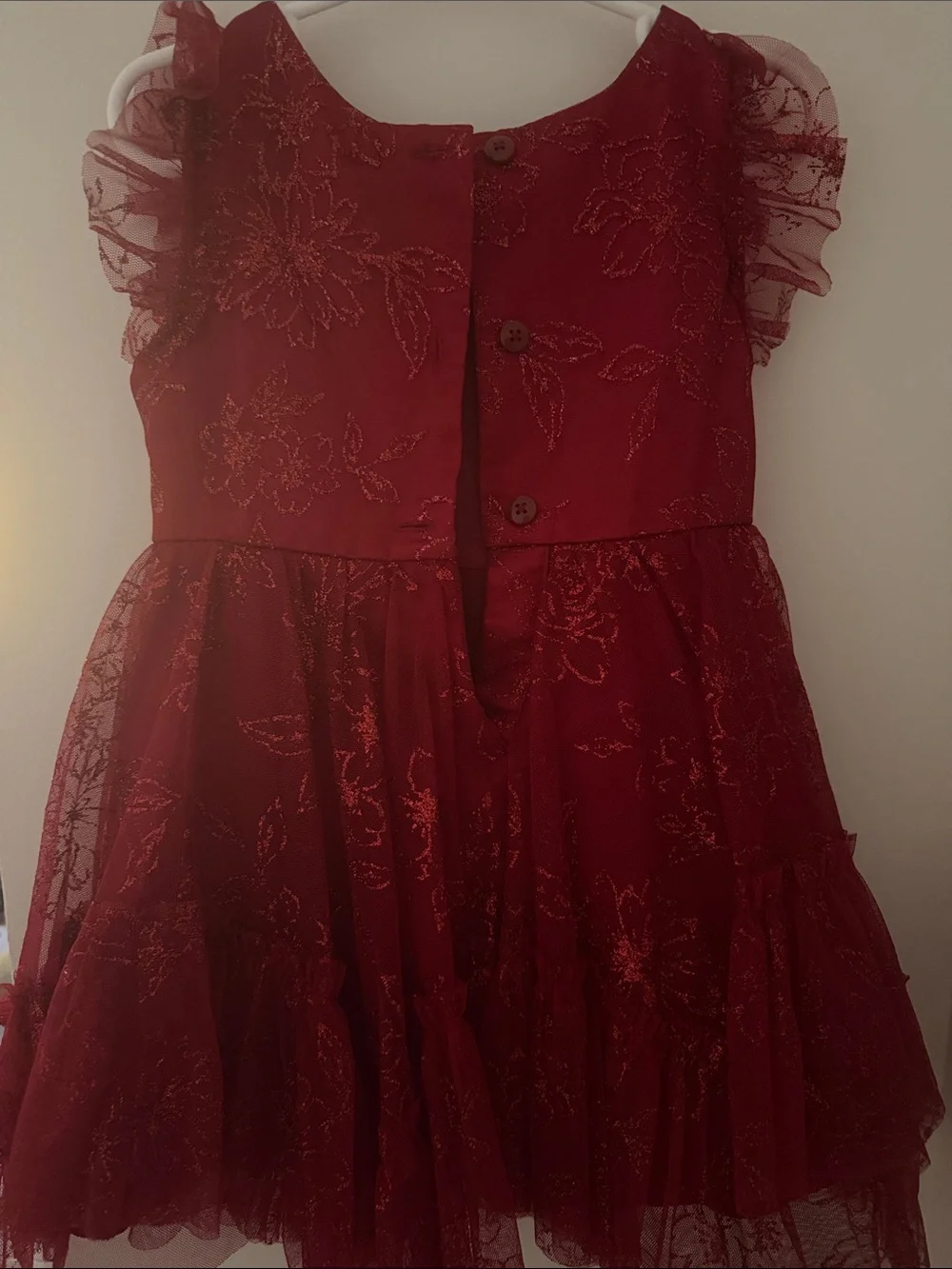 Girls Red Bow Tulle Party Dress